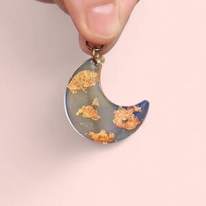 Elegant clear and Gold Crescent Pendant